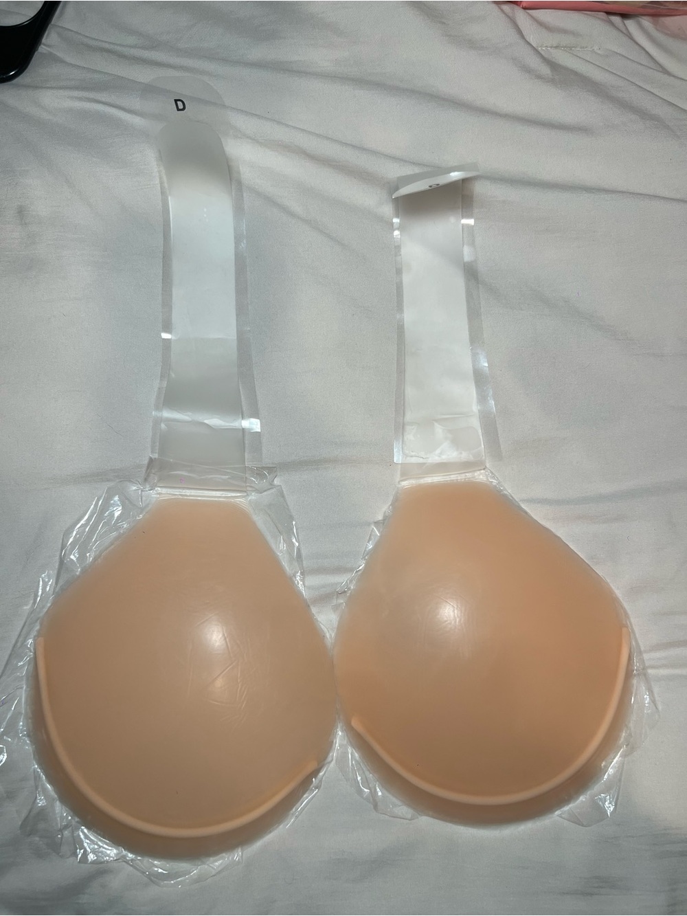 Peach Adhesive Silicone Bandeau Cups with Clear Straps